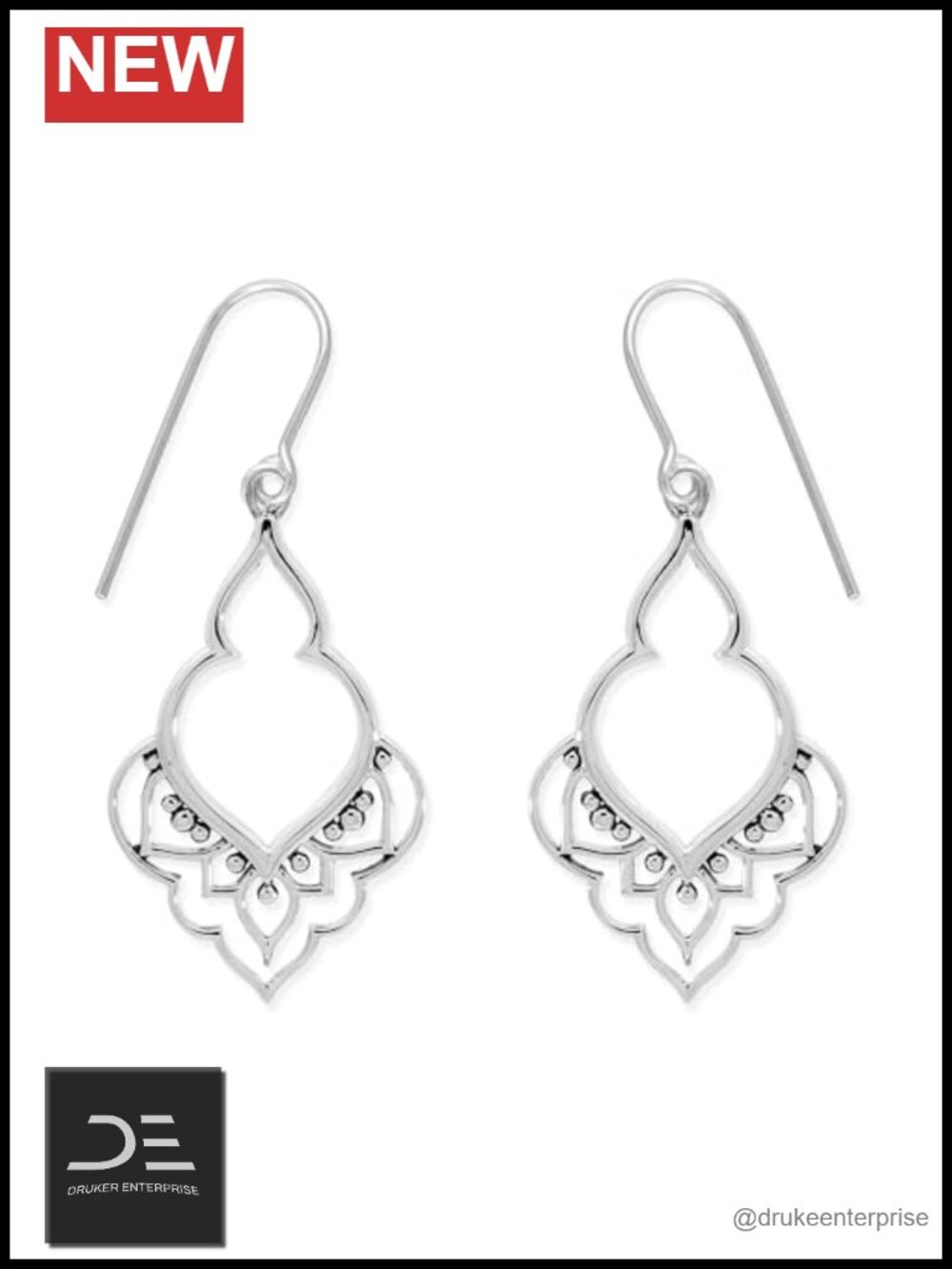 Sterling Silver Balinese Filigree Teardrop Dangle Earrings